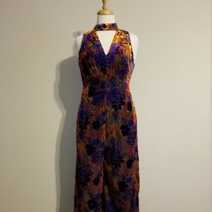 Anthropologie Maeve Velvet Print Jumpsuit